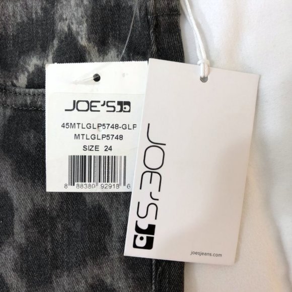 New Joe's Jeans Leopard Print High Rise Raw Hem Skinny Ankle Jeans Grey Size 24 - Picture 15 of 16